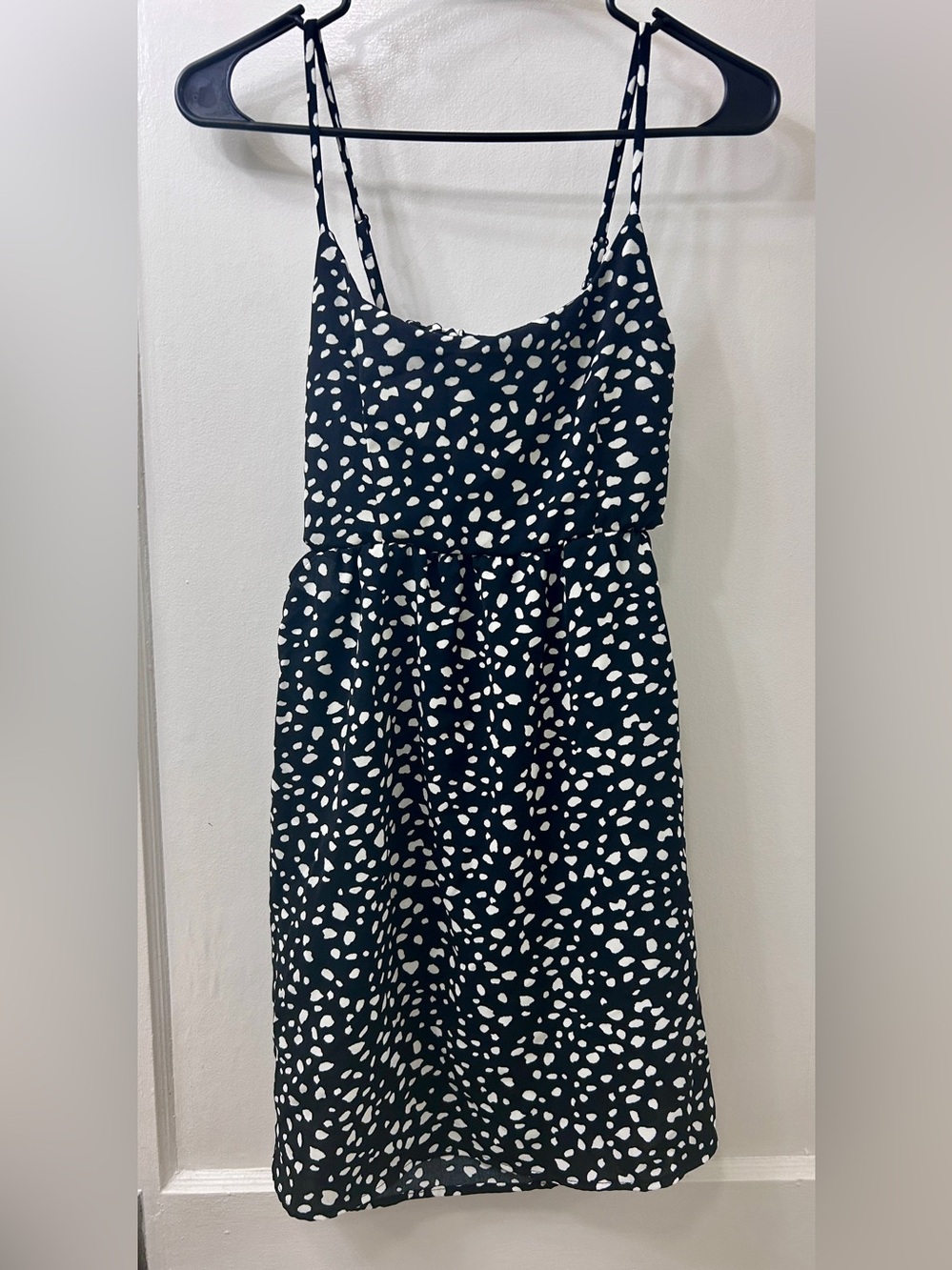 Black and White Spotted Strappy Summer Dress